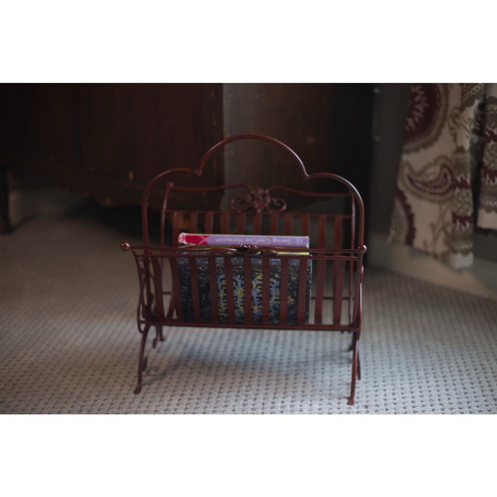 Magazine Holder, Metal magazine rackRed Iron Fireplace Wood Rack / Magazine Rack